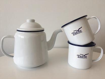 Falcon Enamel 900ml Kettle with 2 x 350ml Mugs