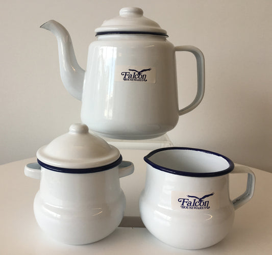 Falcon Enamel 1.5L Kettle with Sugar Pot and Creamer Set